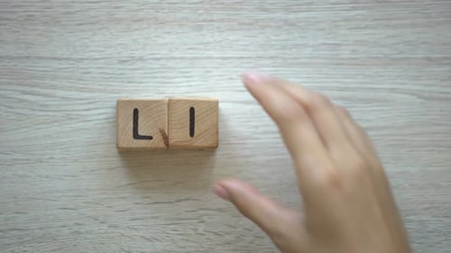 Life, Woman Making Word of Cubes, Plans for Future, Freedom and Happiness