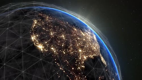 Das weltweite digitale Netzwerk deckt den Planeten Erde ab. Nahtlose Schleife.