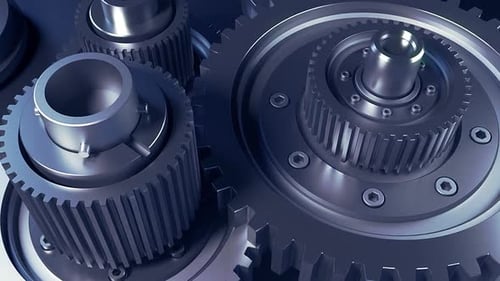 3D Industrial Gears Turning Mechanism Background