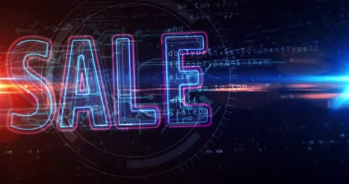 Animação abstrata de túnel em loop com símbolo de promoção de venda