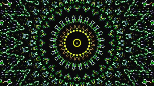 Abstract Kaleidoscope Green and Yellow Digital Animation