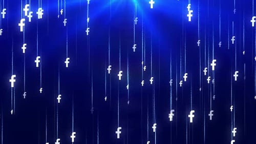 Digital Network with Falling Facebook Icons