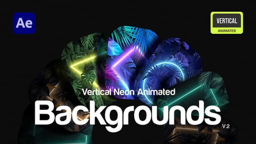 Vertical Neon Tropical Backgrounds. Vol. 2
