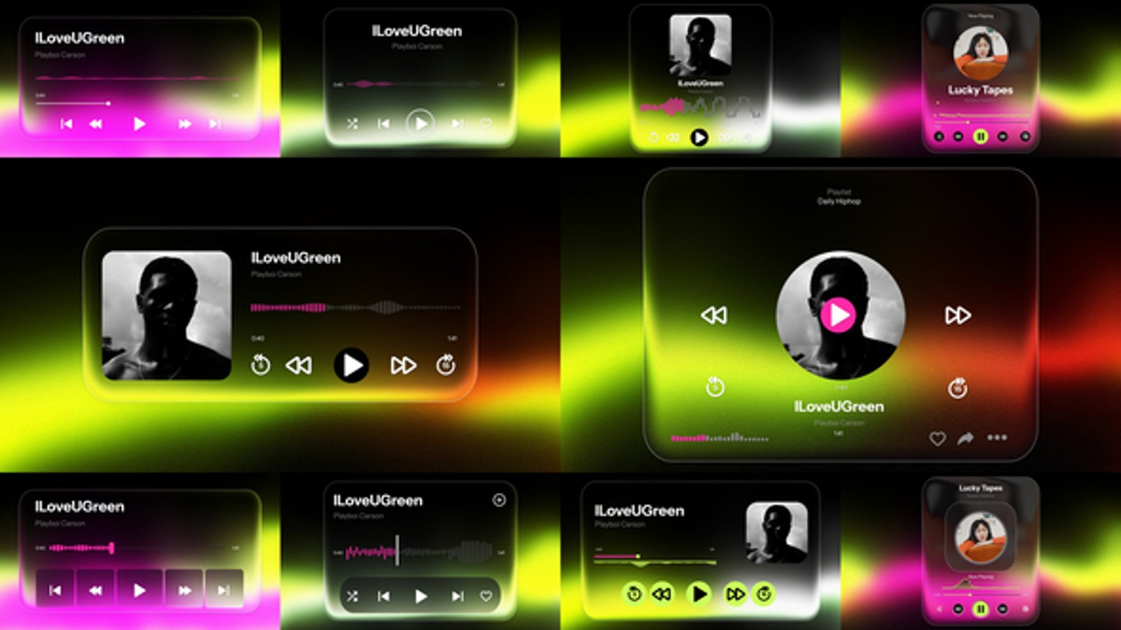 Modern Glass Music Player UI Audio Visualizer Templates, Product Promo ...