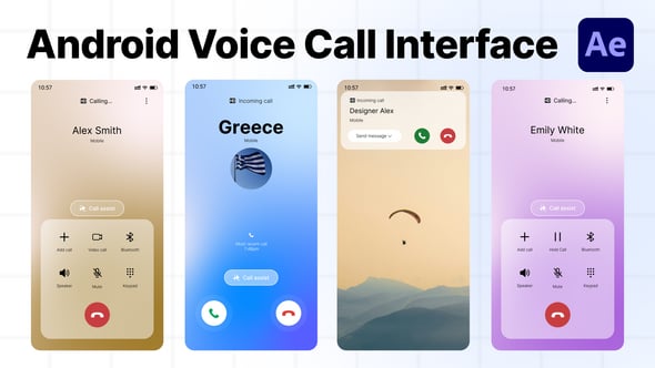 Modern Android Mobile Phone Call Interface UI Animation, Elements ft ...