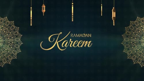 Ramadan Kareem Golden Lanterns and Mandala Celebration Background