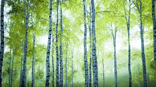 White Birch Trees in the Forest in Summer