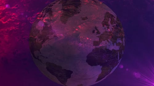 Futuristic Earth Globe Spinning in Abstract Space