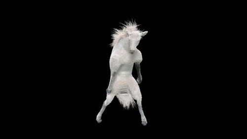 Animated White Goat-like Creature Dancing on Black Screen
