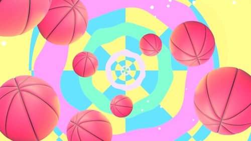 Vibrant Pink Basketballs Tunnel Loop Background