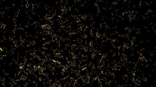 Golden Musical Notes Confetti Falling Loop