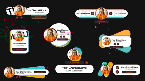 YouTube Abonniere das Unterer Drittel Pack und Social Media Callouts