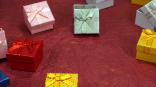 Colorful Gift Boxes with Ribbons and a Heart