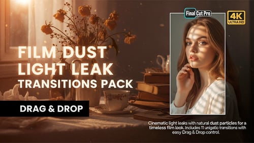 Film Dust Light Leak Transitions Pack FCPX