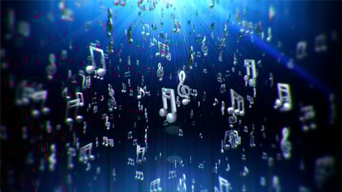 Shimmering 3D Musical Notes Falling Loop Background