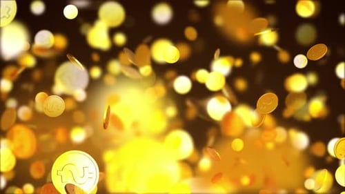 Golden Dollar Coins Falling Background Animation Loop
