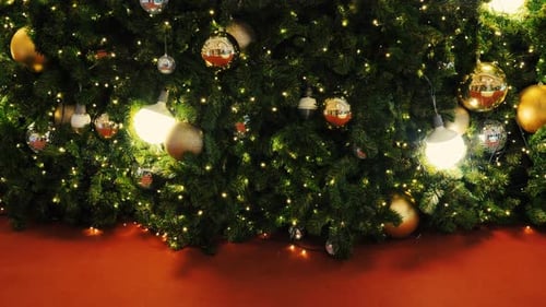 Festive Christmas Tree with Ornaments and Lights