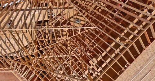 Aerial View of House Under Construction in Suburbs