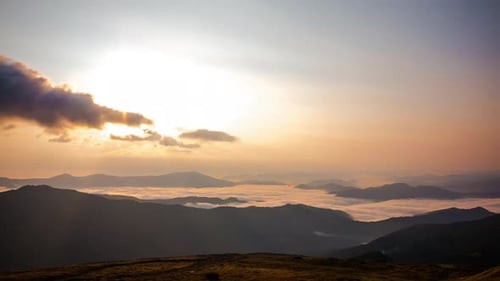Timelapse. Dynamic Sky in Mountain During Dawn.