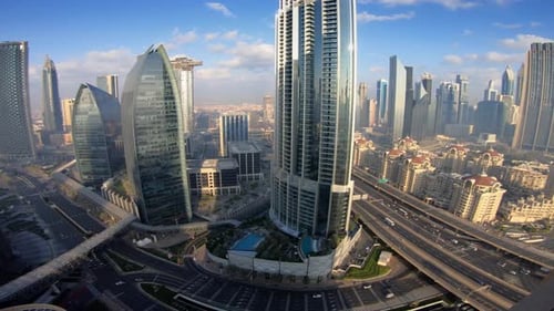Futuristic Modern Cityscape Infrastructure of Buildings and City Streets