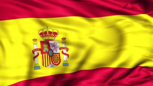 Realistic Waving Spanish Flag Seamless Loop