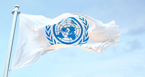 United Nations White flag waving 4k