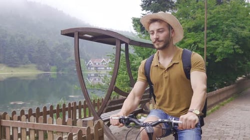 Cycling in the forest.