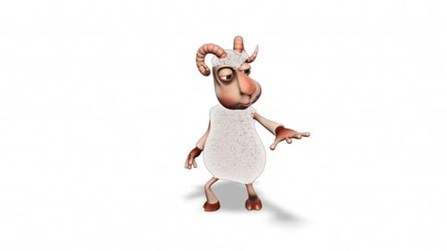 Comic 3D Ram Dance Looped on White