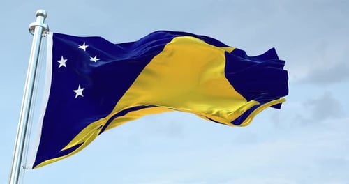 National Flag of Tokelau Waving in Slow Motion