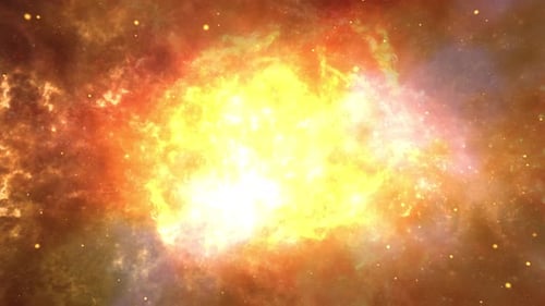 Dark Golden Fire Space flight into a star field in the birth and death star zone.