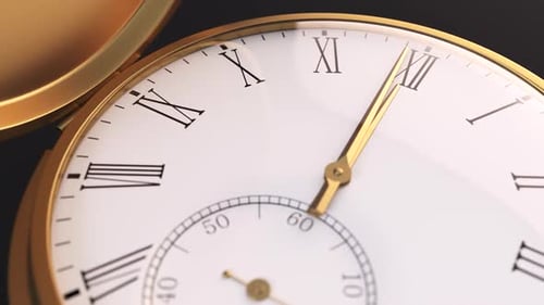 Closeup of Golden Watch Counting Time to New Year