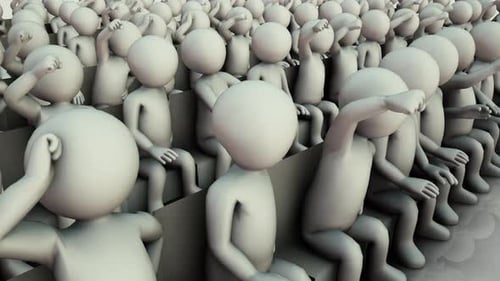 Side View Of Audience In Isolated White Background Fervently Applauding 4k