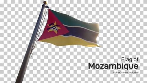 Realistic Mozambique Flag Waving in Wind Loop