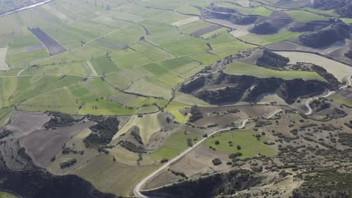 Vast Field And Hill Aerial View