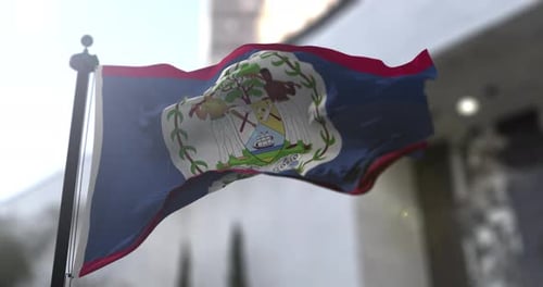 Belize National Flag Waving in Realistic 3D Animation