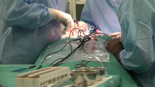 Medical Professionals Performing Surgery in Operating Room