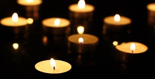 Flickering Tea Lights in the Dark, Warm Glow