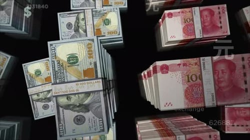 Dollar and Chinese Yuan Renminbi money exchange loop
