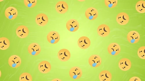 Animated Sad Worried Emoji Faces Seamless Loop Background