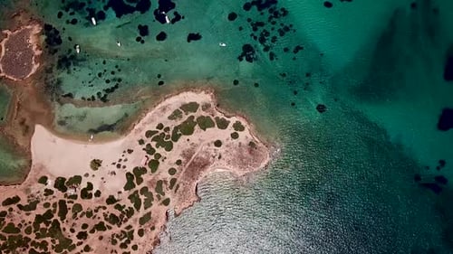Aerial View of a Sailing Yacht Near the Greek Islands
