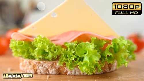 Preparing Healthy Sandwich With Ham, Lettuce, Cheese