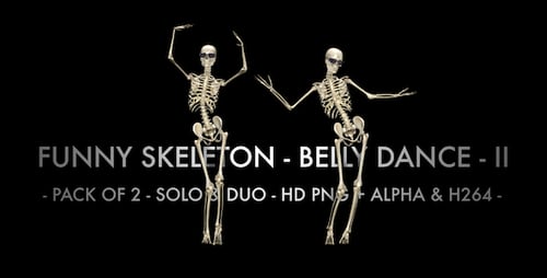 Funny Dancing Skeleton Performing Belly Dance with Sunglasses