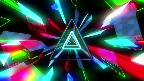 Seamless Loop Neon Geometric Tunnel Abstract Background Animation
