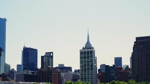Horizonte del distrito financiero de Manhattan durante el día hermoso paisaje urbano de Nueva York