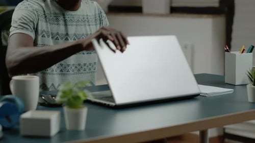 Close Up of Freelancer Typing on Keyboard for Remote Online Work