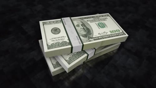 Pacotes de notas de dinheiro em dólares