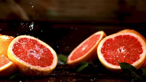 Fresh Grapefruit Splashed with Water