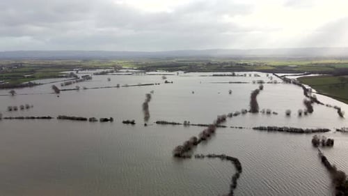 Flooding in the UK Showing Large Areas of the Countryside Flooded in the Winter