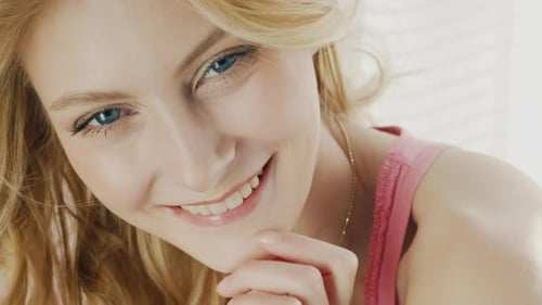 Smiling Woman Close Up Fashion and Beauty Portrait