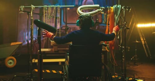 Sound Recording with Adult in Wheelchair at Studio